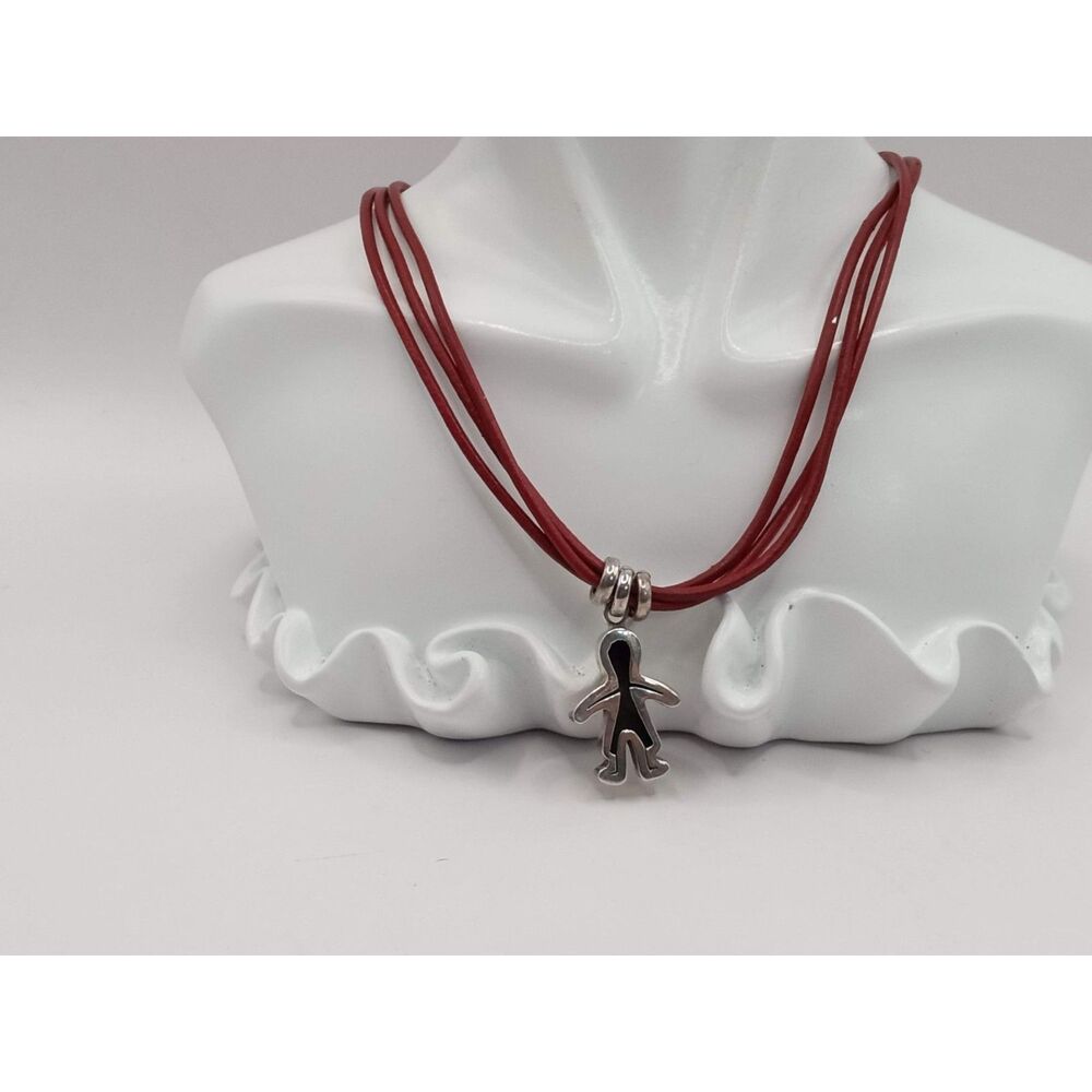 Mothers Baby Boy Leather Necklace .925 Sterling Silver Pendant & Toggle Clasp
